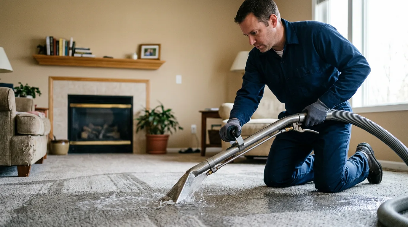 Water damage restoration technician working near Adams, KY